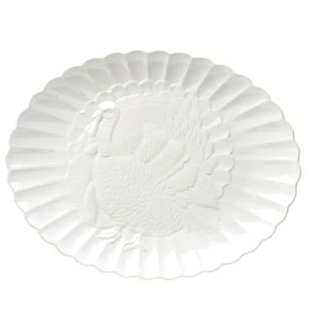 Lenox French Perle Scalloped Turkey Platter 18in Thanksgiving Serving Dish NEW